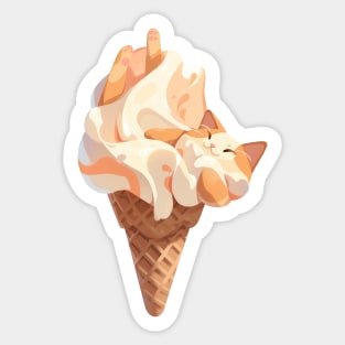 Cute kawaii Ice cream kitty cat cone Sticker